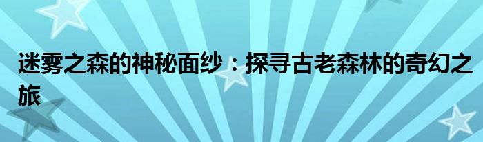 迷雾之森的神秘面纱：探寻古老森林的奇幻之旅