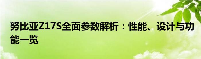 努比亚Z17S全面参数解析：性能、设计与功能一览