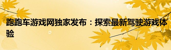 跑跑车游戏网独家发布：探索最新驾驶游戏体验