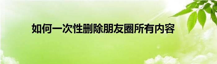 如何一次性删除朋友圈所有内容