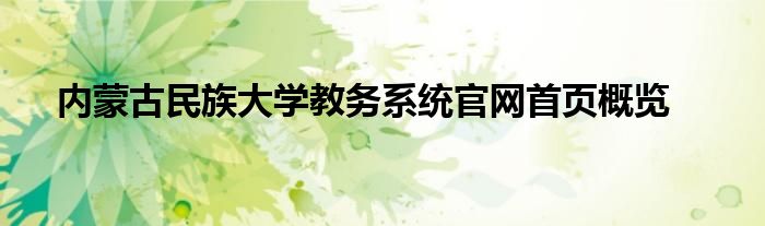 内蒙古民族大学教务系统官网首页概览