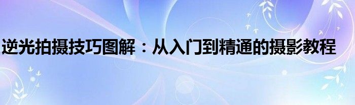 逆光拍摄技巧图解：从入门到精通的摄影教程