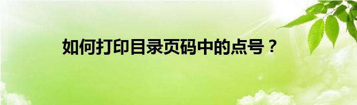 如何打印目录页码中的点号？