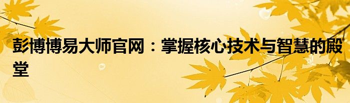 彭博博易大师官网：掌握核心技术与智慧的殿堂