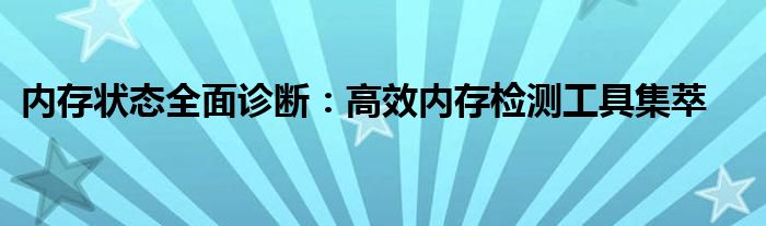 内存状态全面诊断：高效内存检测工具集萃