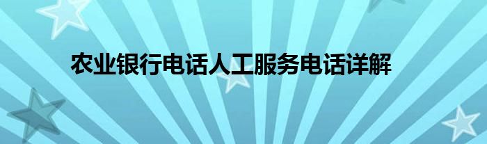 农业银行电话人工服务电话详解