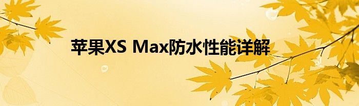 苹果XS Max防水性能详解