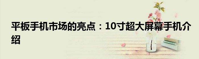 平板手机市场的亮点：10寸超大屏幕手机介绍