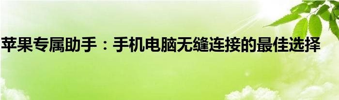 苹果专属助手：手机电脑无缝连接的最佳选择