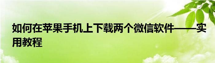 如何在苹果手机上下载两个微信软件——实用教程