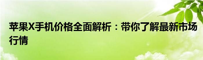 苹果X手机价格全面解析：带你了解最新市场行情