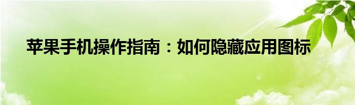 苹果手机操作指南：如何隐藏应用图标