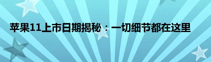 苹果11上市日期揭秘：一切细节都在这里