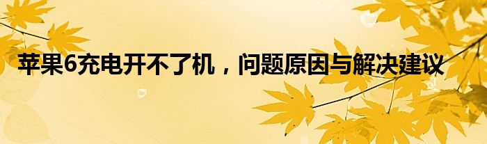 苹果6充电开不了机，问题原因与解决建议