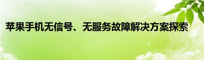 苹果手机无信号、无服务故障解决方案探索