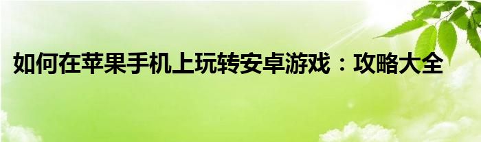 如何在苹果手机上玩转安卓游戏：攻略大全