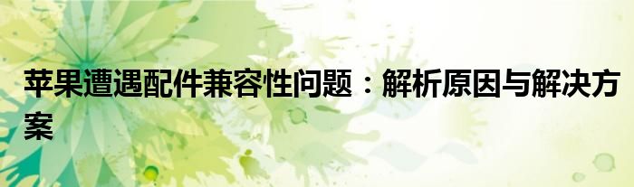 苹果遭遇配件兼容性问题：解析原因与解决方案