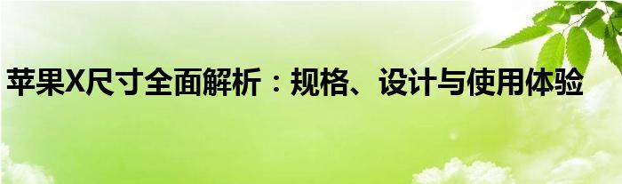 苹果X尺寸全面解析：规格、设计与使用体验