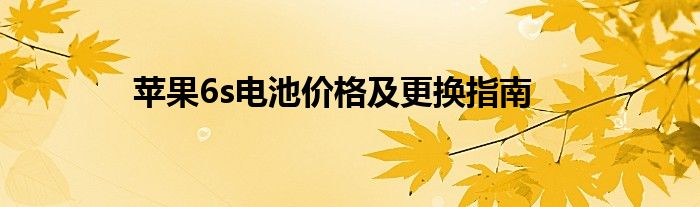 苹果6s电池价格及更换指南