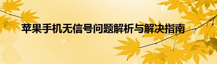 苹果手机无信号问题解析与解决指南