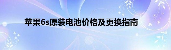 苹果6s原装电池价格及更换指南