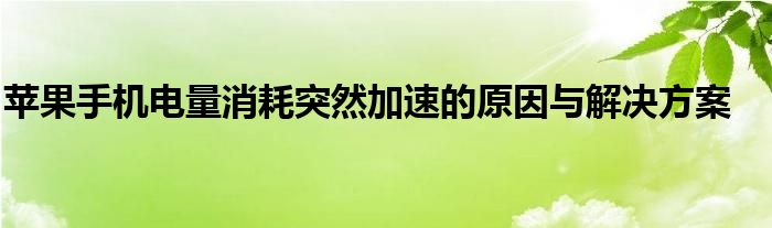 苹果手机电量消耗突然加速的原因与解决方案