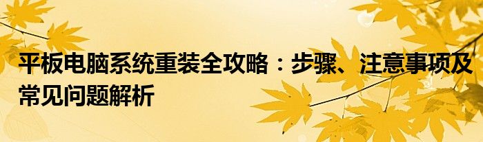 平板电脑系统重装全攻略：步骤、注意事项及常见问题解析