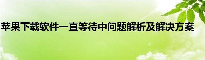 苹果下载软件一直等待中问题解析及解决方案