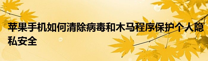 苹果手机如何清除病毒和木马程序保护个人隐私安全