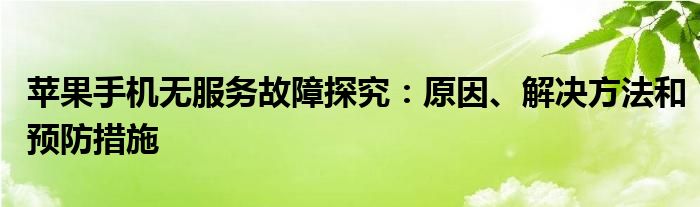 苹果手机无服务故障探究：原因、解决方法和预防措施