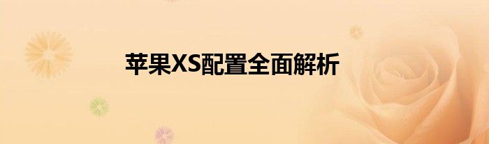 苹果XS配置全面解析