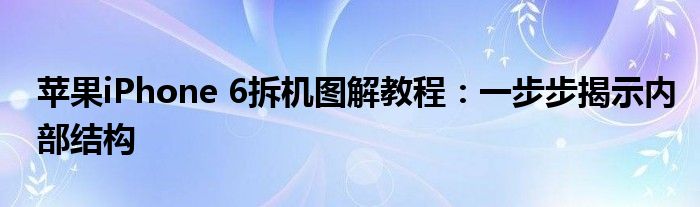 苹果iPhone 6拆机图解教程：一步步揭示内部结构