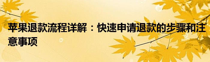 苹果退款流程详解：快速申请退款的步骤和注意事项