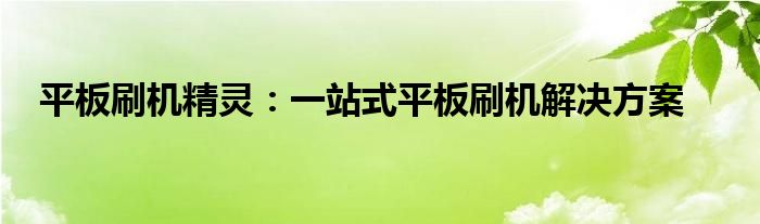 平板刷机精灵：一站式平板刷机解决方案