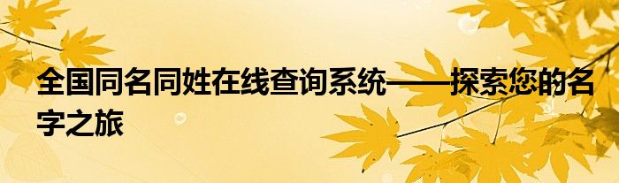 全国同名同姓在线查询系统——探索您的名字之旅