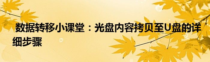  数据转移小课堂：光盘内容拷贝至U盘的详细步骤