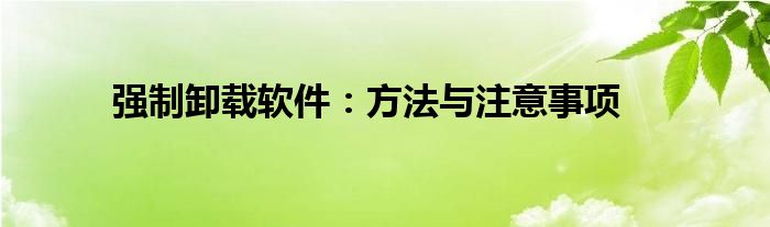 强制卸载软件：方法与注意事项