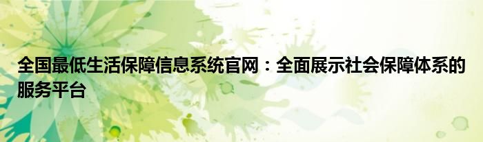 全国最低生活保障信息系统官网：全面展示社会保障体系的服务平台