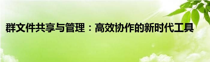 群文件共享与管理：高效协作的新时代工具