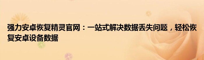 强力安卓恢复精灵官网：一站式解决数据丢失问题，轻松恢复安卓设备数据