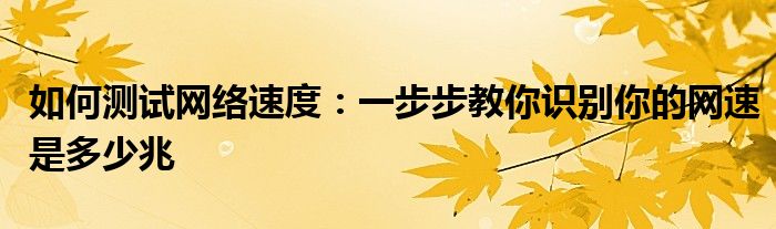 如何测试网络速度：一步步教你识别你的网速是多少兆