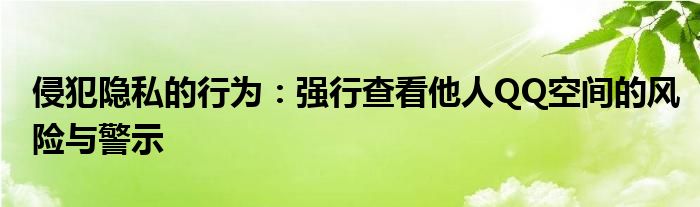 侵犯隐私的行为：强行查看他人QQ空间的风险与警示