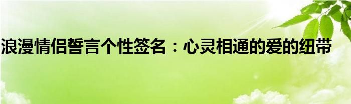 浪漫情侣誓言个性签名：心灵相通的爱的纽带