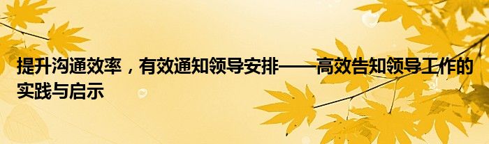 提升沟通效率，有效通知领导安排——高效告知领导工作的实践与启示