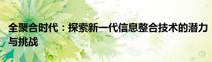 全聚合时代：探索新一代信息整合技术的潜力与挑战