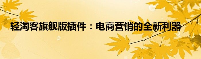 轻淘客旗舰版插件：电商营销的全新利器