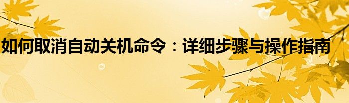 如何取消自动关机命令：详细步骤与操作指南