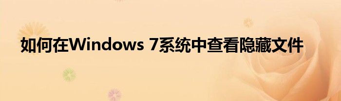 如何在Windows 7系统中查看隐藏文件