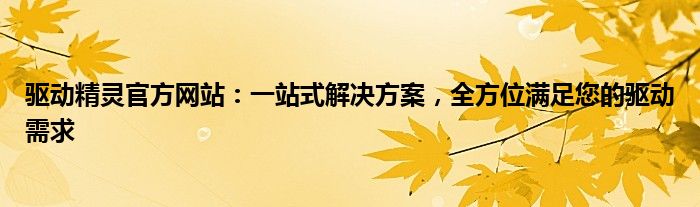 驱动精灵官方网站：一站式解决方案，全方位满足您的驱动需求