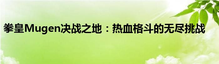 拳皇Mugen决战之地：热血格斗的无尽挑战